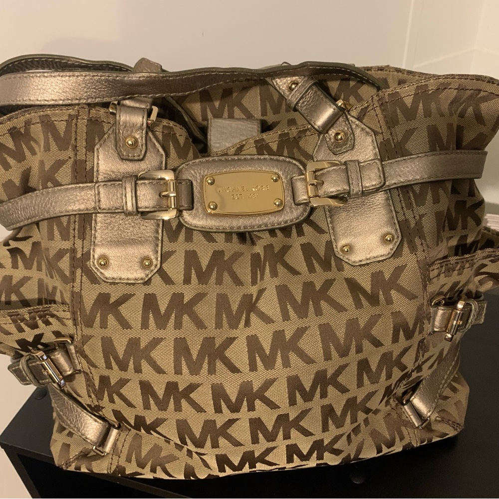Michael Kors Brown and Gold Tote Bag